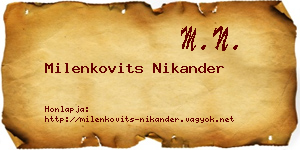 Milenkovits Nikander névjegykártya